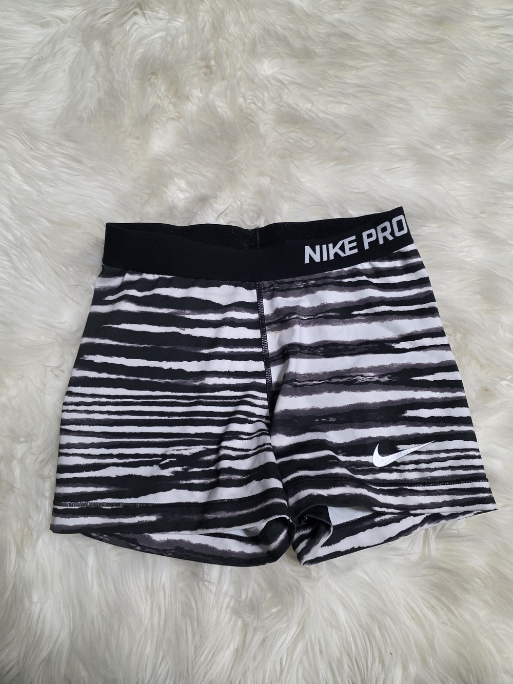 Nike Pro Black & White Striped Compression Shorts